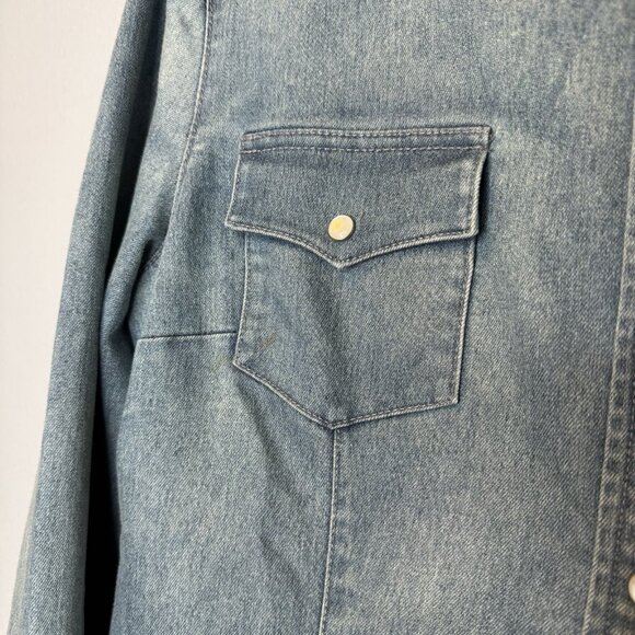 J Peterman Denim Jacket 6 Pearl Snap Long Sleeve - Picture 6 of 6